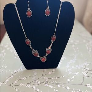 Carnelian necklace and earrings